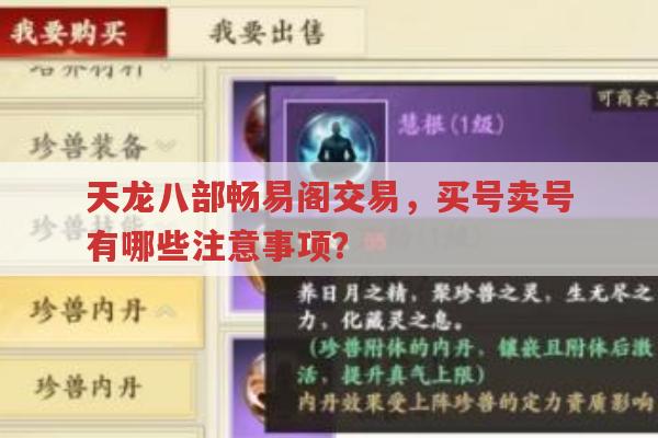 天龙八部畅易阁交易，买号卖号有哪些注意事项？