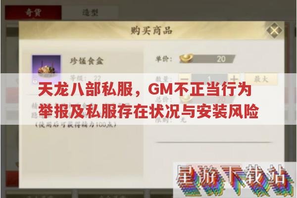 天龙八部私服，GM不正当行为举报及私服存在状况与安装风险